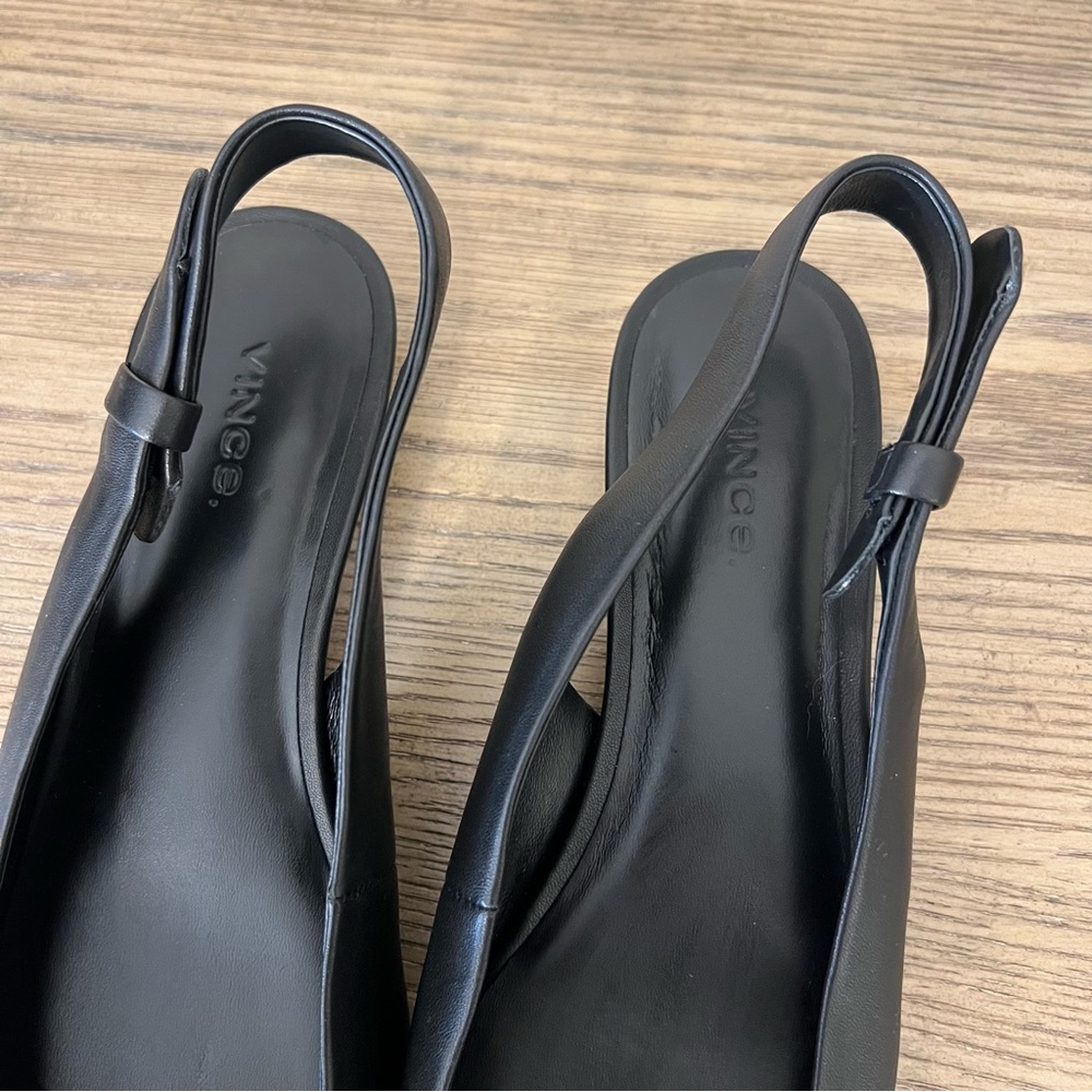 Vince Vida Slingback black soft leather flat square toe sz 8.5 - Picture 9 of 12
